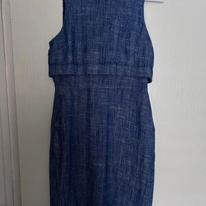 J. Crew Textured Blue Midi Dress